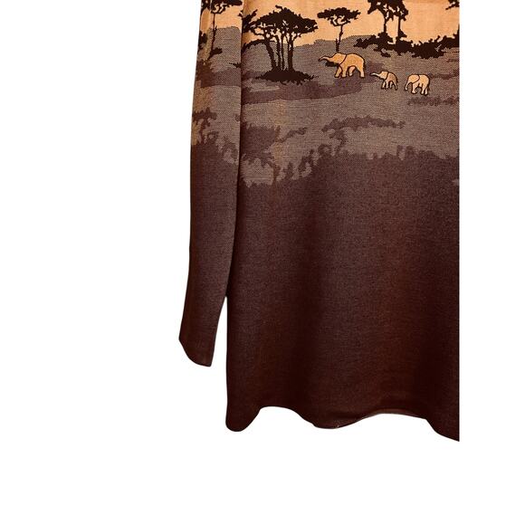 Vintage St John Collection Marie Gray Safari Print Mock Neck Zip Sweater Small - Picture 5 of 10